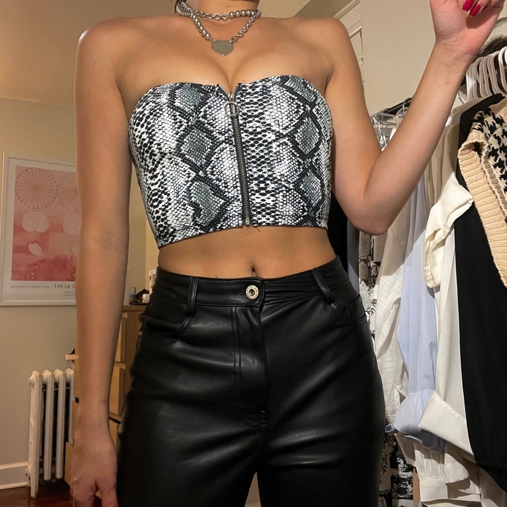 SNAKESKIN ZIP UP BUSTIER
